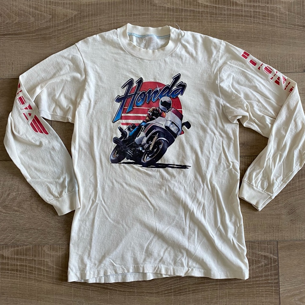 Vintage Honda motorcycle long sleeved shirt - 70’s - MED- Hi-Cru by Stedman tag